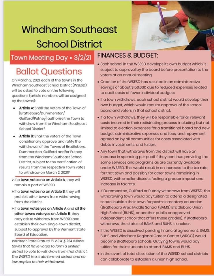 Windham Southeast School District & Town Meeting Day 2021 Town of